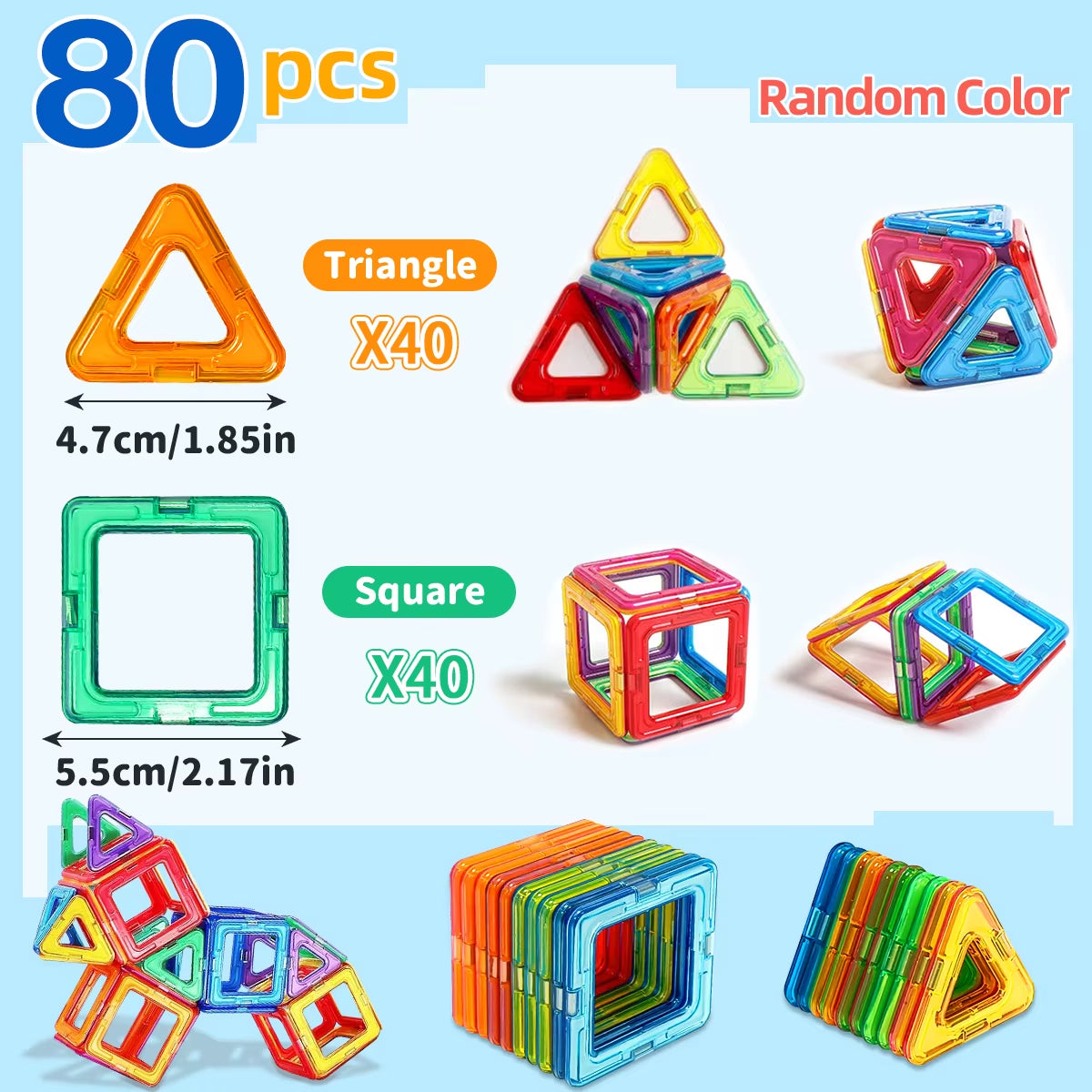 Magnetic Building Blocks DIY Magnets Toys Medium Size STEM Toys Construction Toys Learning Educational Magnet Toys
