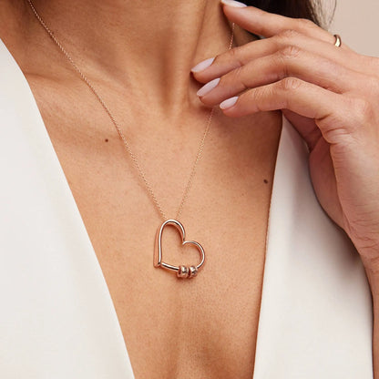 Personalized Heart Name Necklace with Engraved Beads