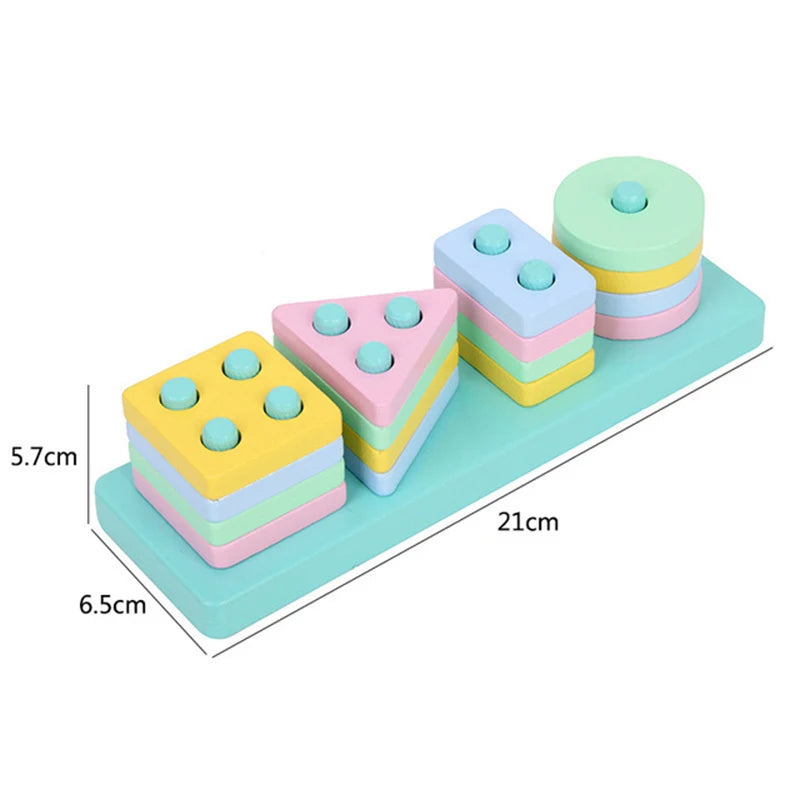 Montessori Wooden Shape Matching & Building Blocks Toy for Kids