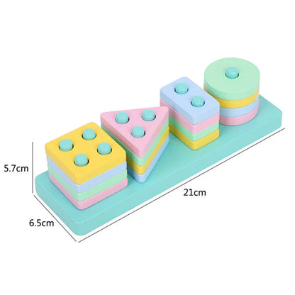 Montessori Wooden Shape Matching & Building Blocks Toy for Kids