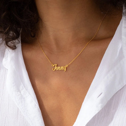 Personalized Cursive Name Necklace – Stainless Steel Pendant Chain
