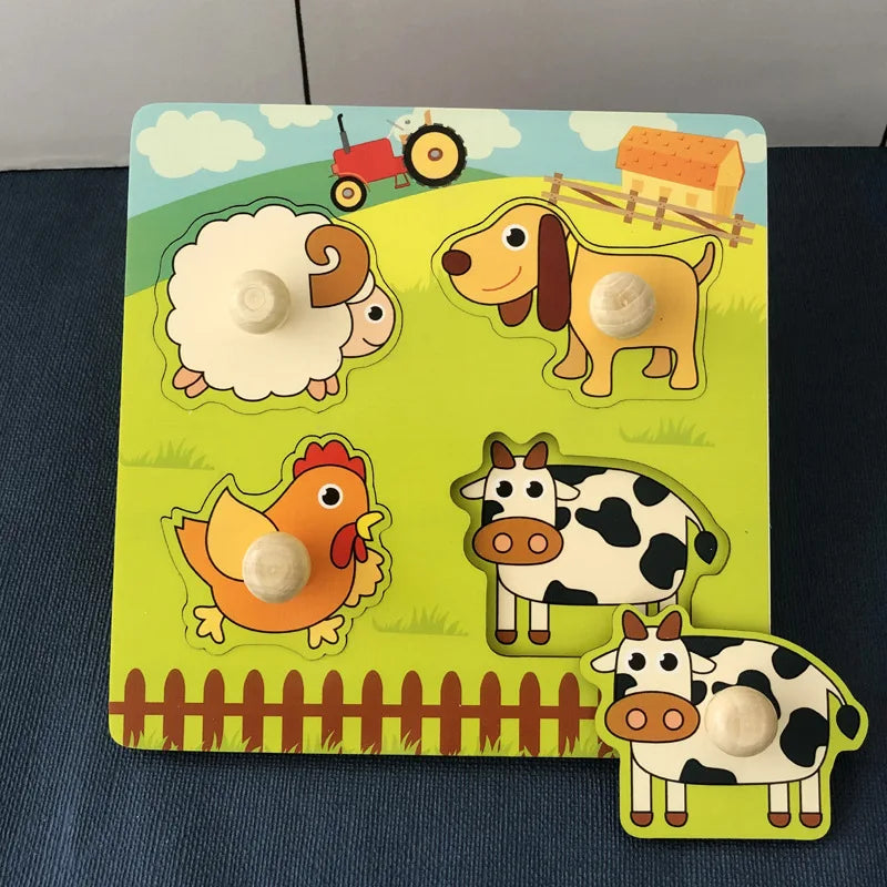 Montessori Wooden Shape Matching & Building Blocks Toy for Kids