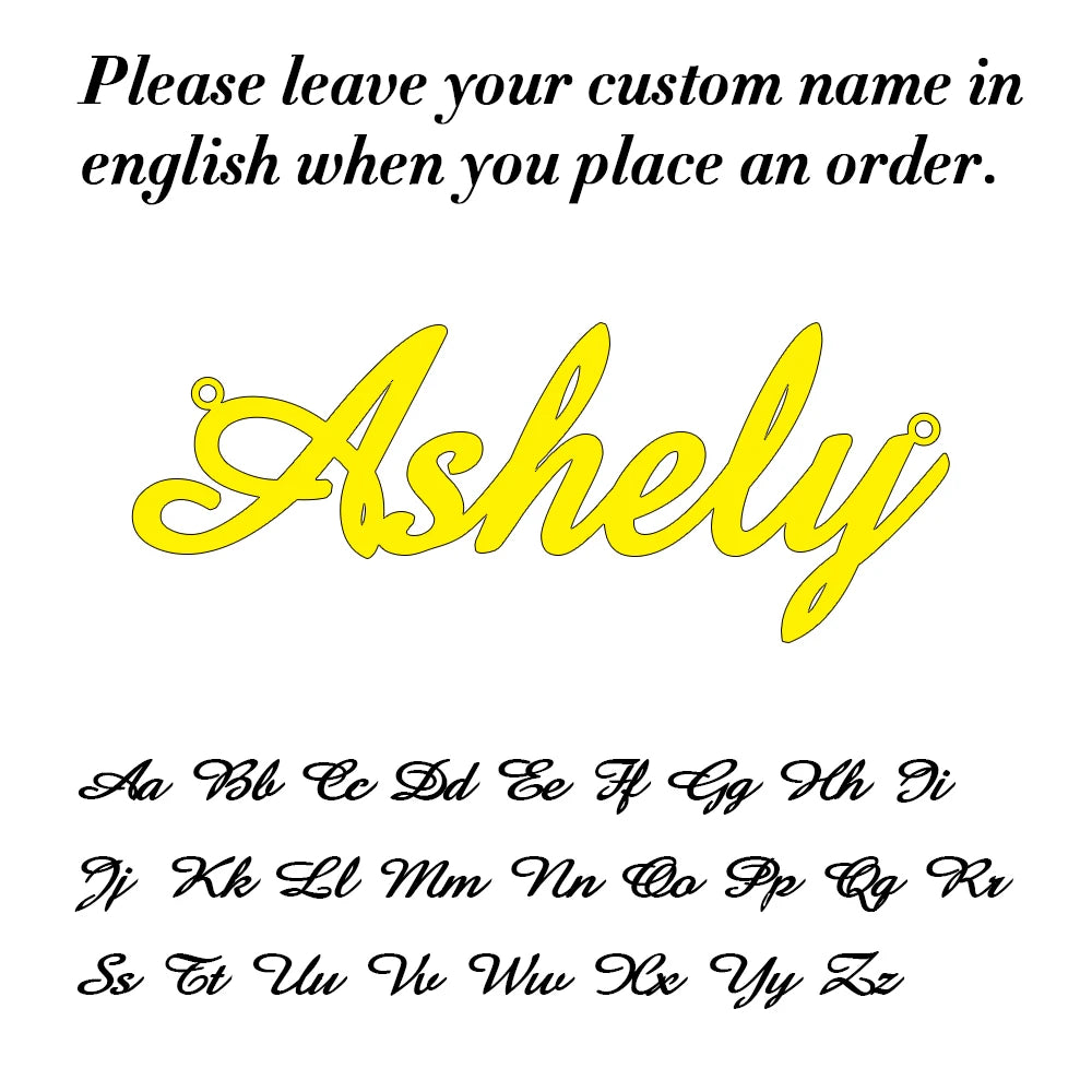 Personalized Cursive Name Necklace – Stainless Steel Pendant Chain