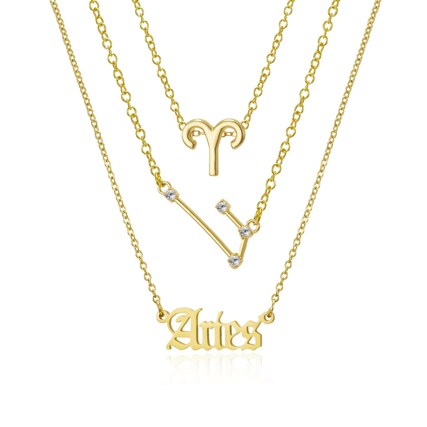 3-Piece Zodiac Sign Necklace Set for Women – Constellation Pendant Choker with Card