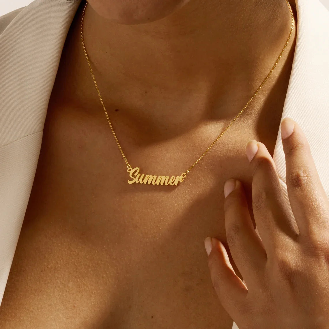 Personalized Cursive Name Necklace – Stainless Steel Pendant Chain
