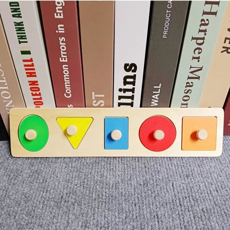Montessori Wooden Shape Matching & Building Blocks Toy for Kids