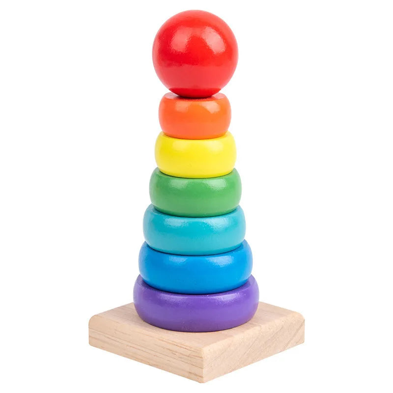 Montessori Wooden Shape Matching & Building Blocks Toy for Kids