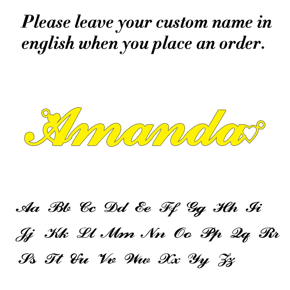 Personalized Cursive Name Necklace – Stainless Steel Pendant Chain