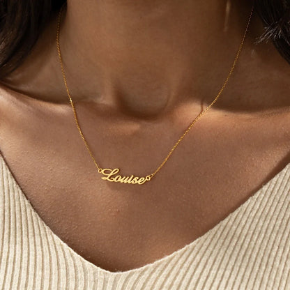 Personalized Cursive Name Necklace – Stainless Steel Pendant Chain