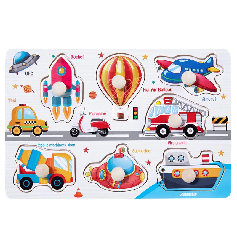 Montessori Wooden Shape Matching & Building Blocks Toy for Kids