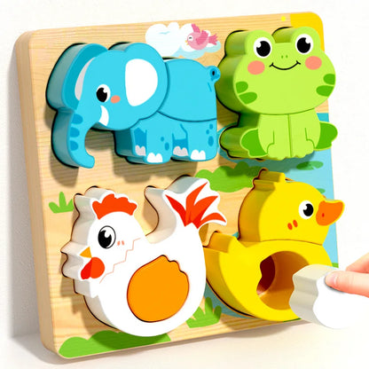 Montessori Wooden Shape Matching & Building Blocks Toy for Kids