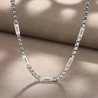 Personalized Name Bar Necklace for Men (1–5 Names)