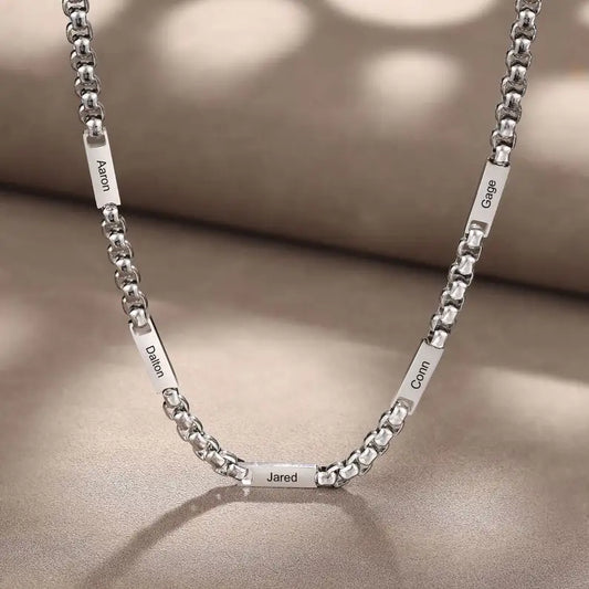 Personalized Name Bar Necklace for Men (1–5 Names)