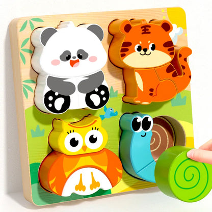 Montessori Wooden Shape Matching & Building Blocks Toy for Kids