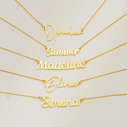 Personalized Cursive Name Necklace – Stainless Steel Pendant Chain