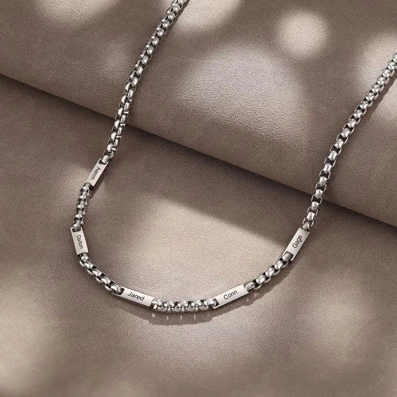 Personalized Name Bar Necklace for Men (1–5 Names)