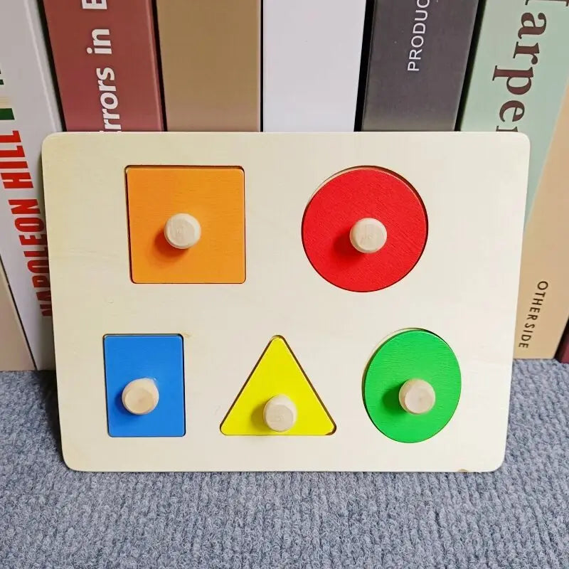Montessori Wooden Shape Matching & Building Blocks Toy for Kids