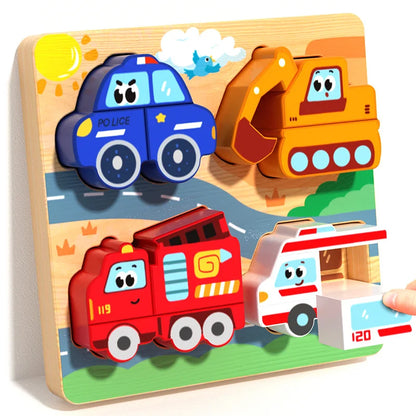 Montessori Wooden Shape Matching & Building Blocks Toy for Kids